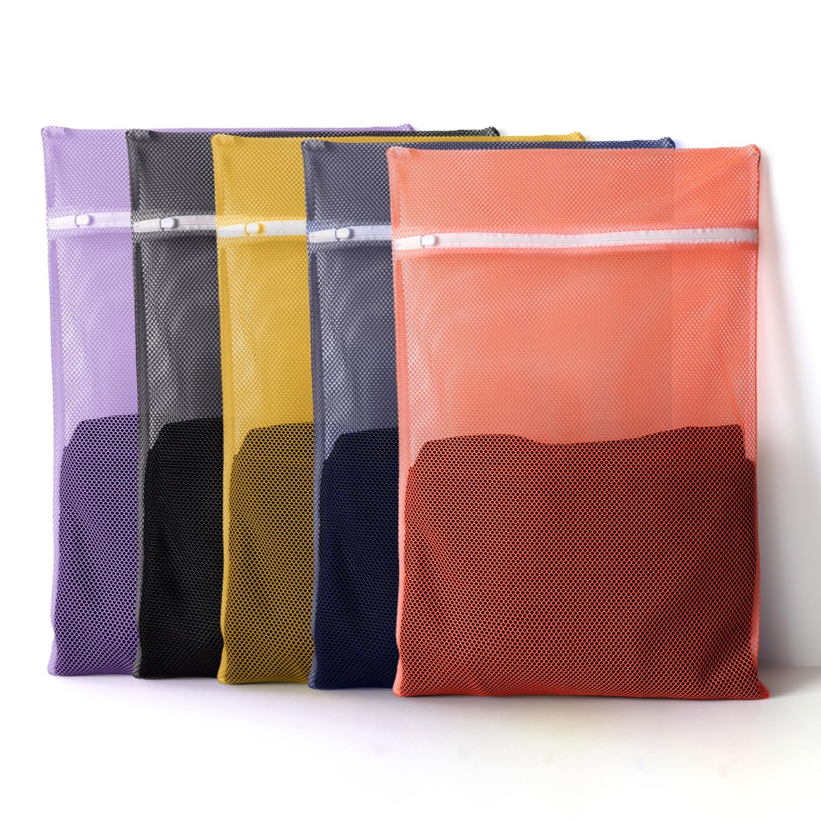 Photo 1 of OKAKA 5Pcs Mesh Laundry Bags Sturdy for Delicates, Lingerie, Bras, Travel and Organize - 5 Color(14x20 Inch)