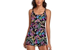 UNIQWETO Tummy Control Tankini Swimsuits for Women's 2 Piece Swimderss Bikini Bathing Suits Tank Top with Boyshorts Swimswear