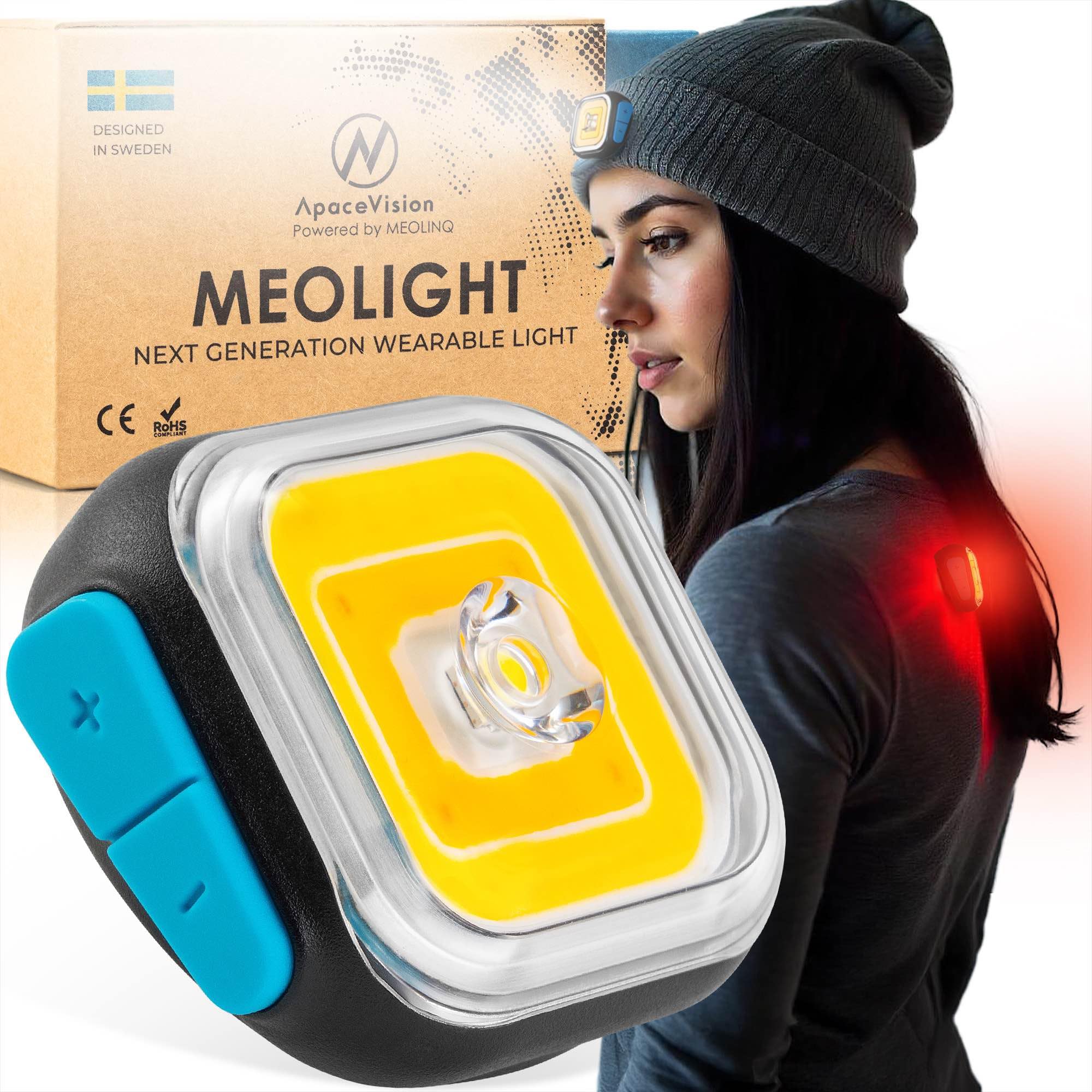 MEOLIGHT 500 Lumen Running Light for Running, Dogs, Walking - Wearable Flashlight Chest Light LED Safety Light for Dog Collars, Bike Tail Lights, Hiking, Camping - Reflective Light Accessories