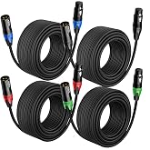 AQOOL XLR Cables 25ft 4 Pack, Professional Microphone Cable Male to Female, Gold-Plated 3-Pin Mic Cord Balanced XLR Speaker C
