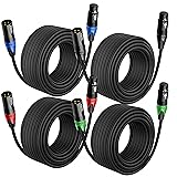 AQOOL XLR Cables 25ft 4 Pack, XLR Microphone Cable