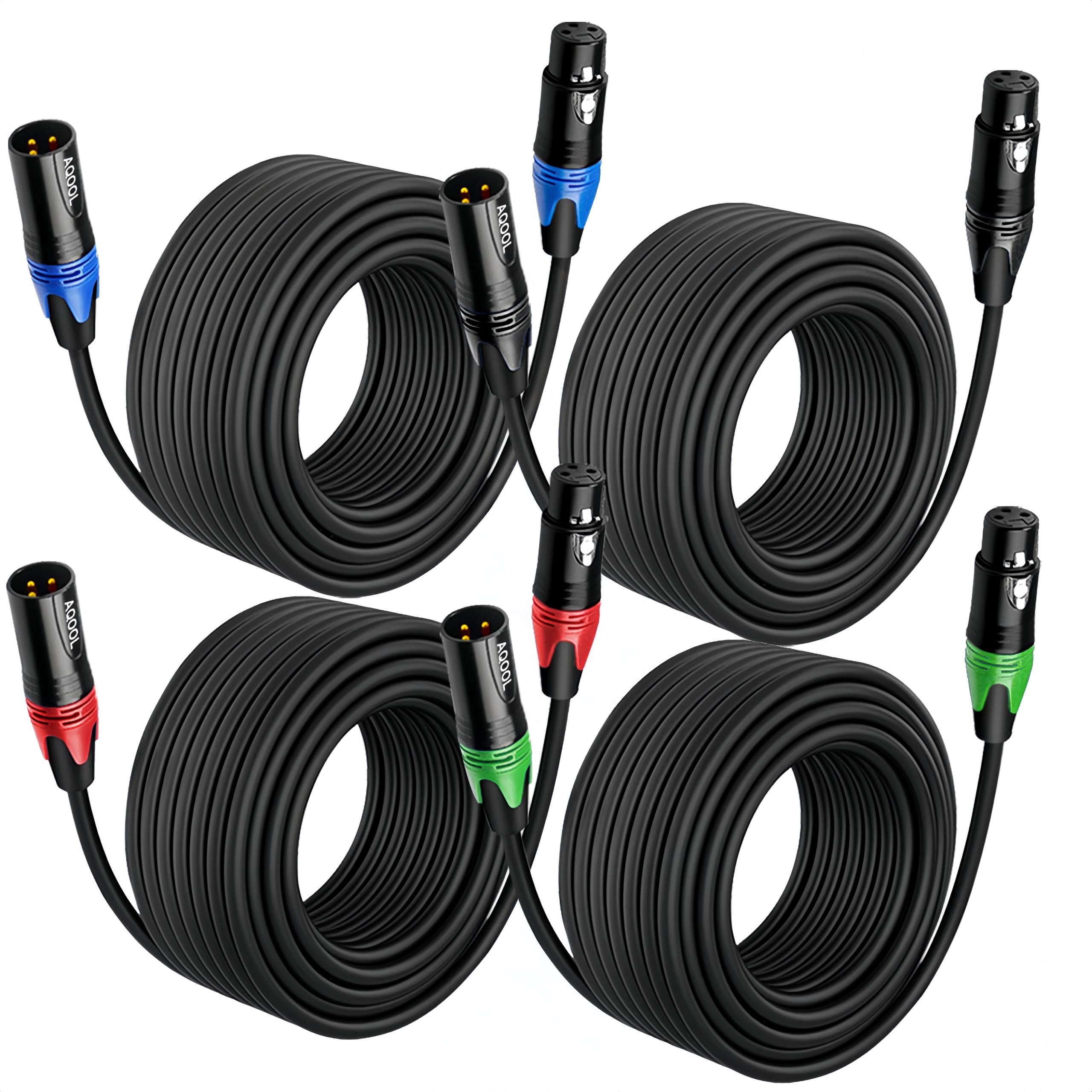AQOOL XLR Cables 25ft 4 Pack, XLR Microphone Cable