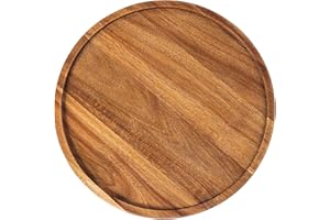Serving Board, 15 Inch Round Wooden Tray, Rustic Charcuterie Boards, Easy to Clean Serving Platter for Cheese Snack Cookie De