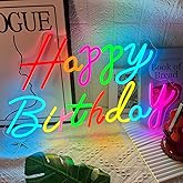 Happy Birthday Neon Sign, 21.7 x 13 Inch Neon Signs Large Size, Colorful Happy Birthday Neon Light, Big Birthday Neon Lights for Bedroom Bar Cafe Party Any Ages Bday Celebration Decoration
