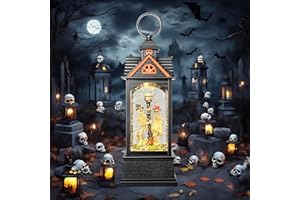 AOMIL Halloween Snow Globe Lantern, Spooky Ghost Halloween Decor, Plug-in & Battery Operated Snow Globes for Halloween Decorations Indoor
