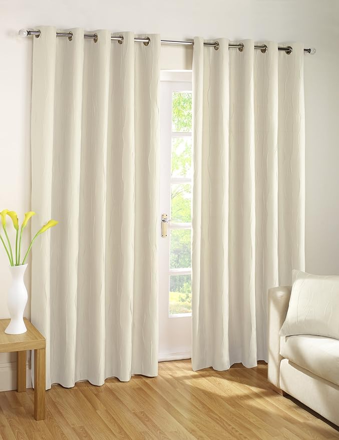 Rectella Jazz Lined Eyelet Curtains (Pair), Natural Amazon.co.uk
