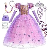 Bvthiynu Purple Dress for Girls Princess Costume Toddler Dress up Clothes for Halloween Birthday Party