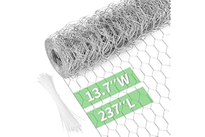 Miuwauer Chicken Wire Chicken Wire 13.7 in x 237 in Poultry Wire Netting Hexagonal Galvanized Mesh Garden Fence Barrier for P