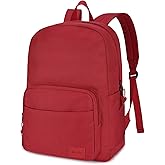 VASCHY School Backpacks, Lightweight Bookbag Schoolbag for Girls Casual Basic Simple Daypack for Women Red