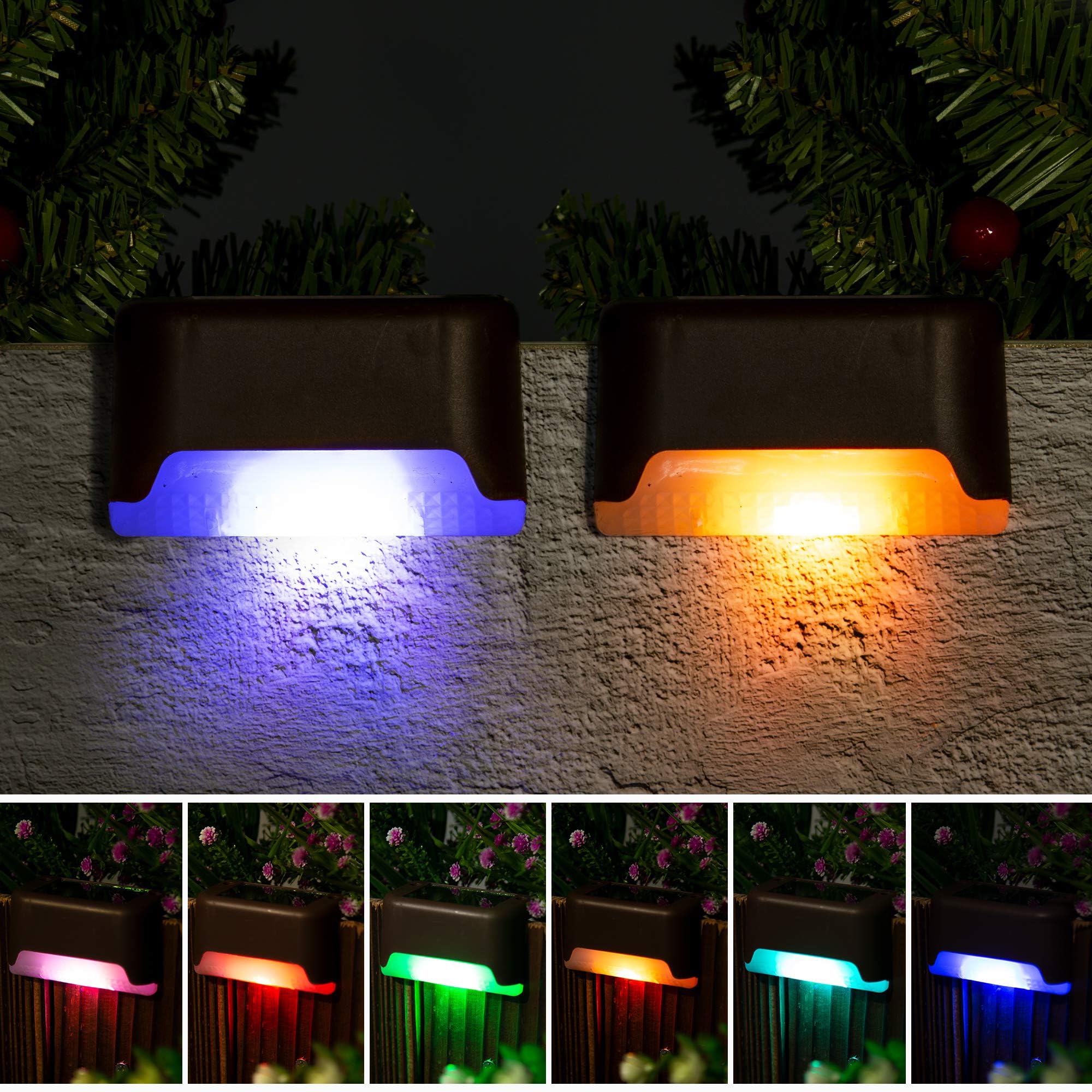 Photo 1 of **SEE CLERK NOTES FOR ISSUES WITH TIEM** pearlstar 16 Pack Color Changing Solar Deck Lights,Solar Pool Side Lights,Waterproof LED Light for Outdoor Decks, Railing,Stairs, Steps, Fence, Yard, and Patio Christmas Decoration Lamp?Black?