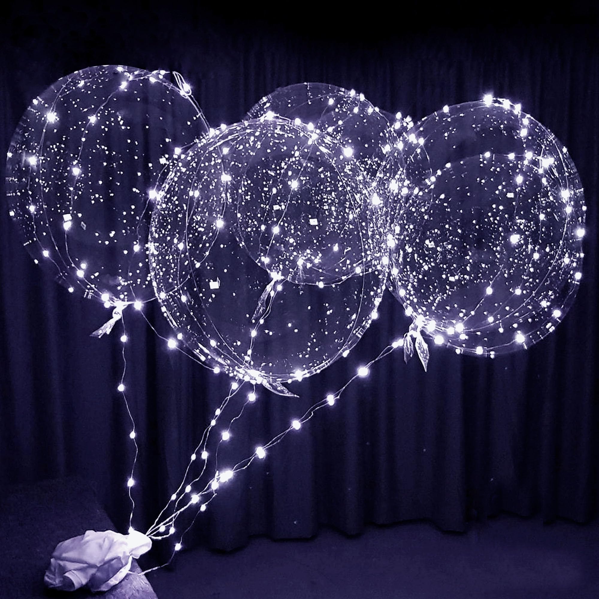 Photo 1 of Led  Bobo Party Balloons kit 12 Pack-Clear 22 inchs white with Cell Batteries Included Great with Helium or air (cold white, 12 pack)