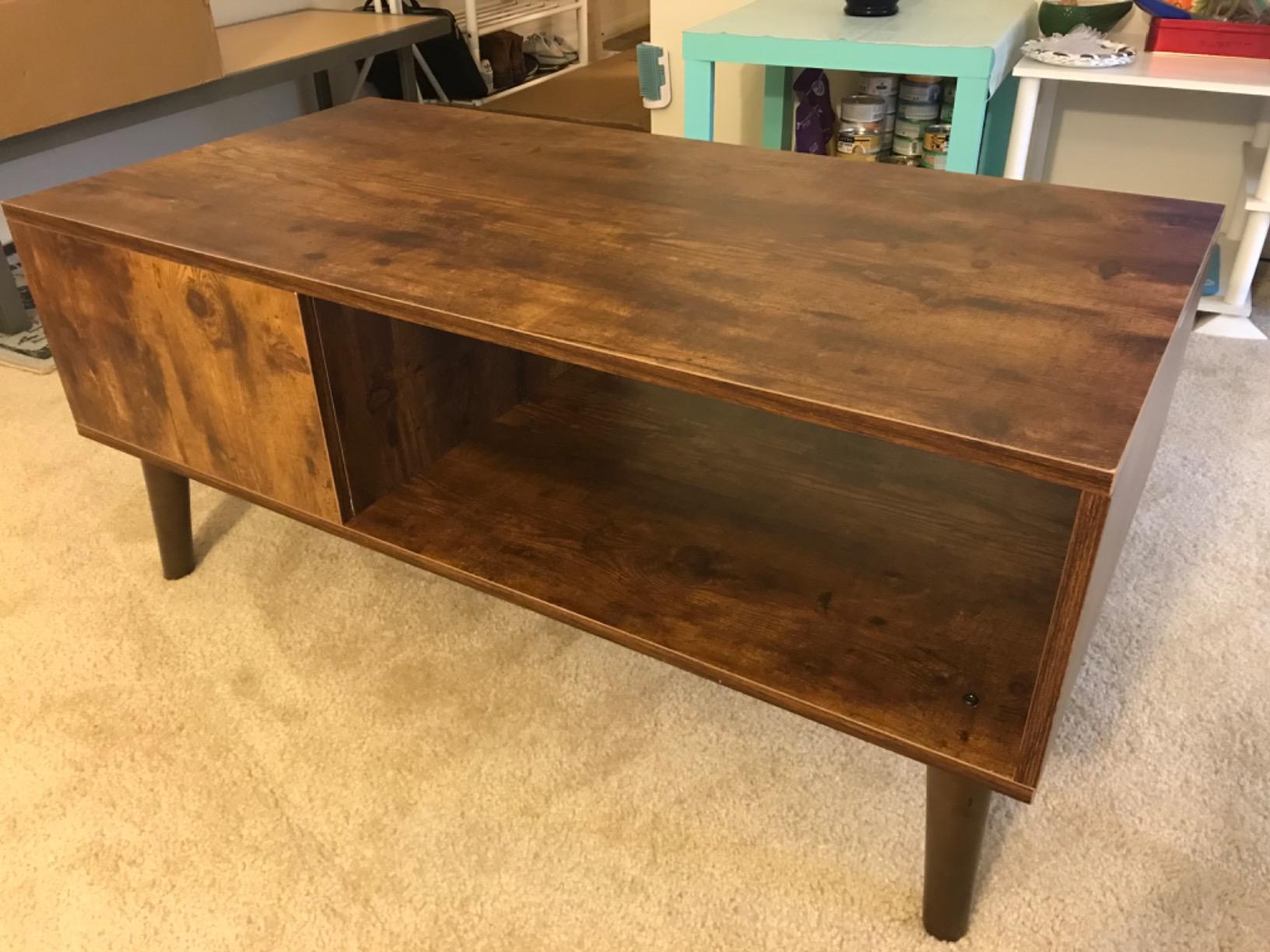 KingSo Retro Coffee Table Mid Century Modern Coffee Table with Storage