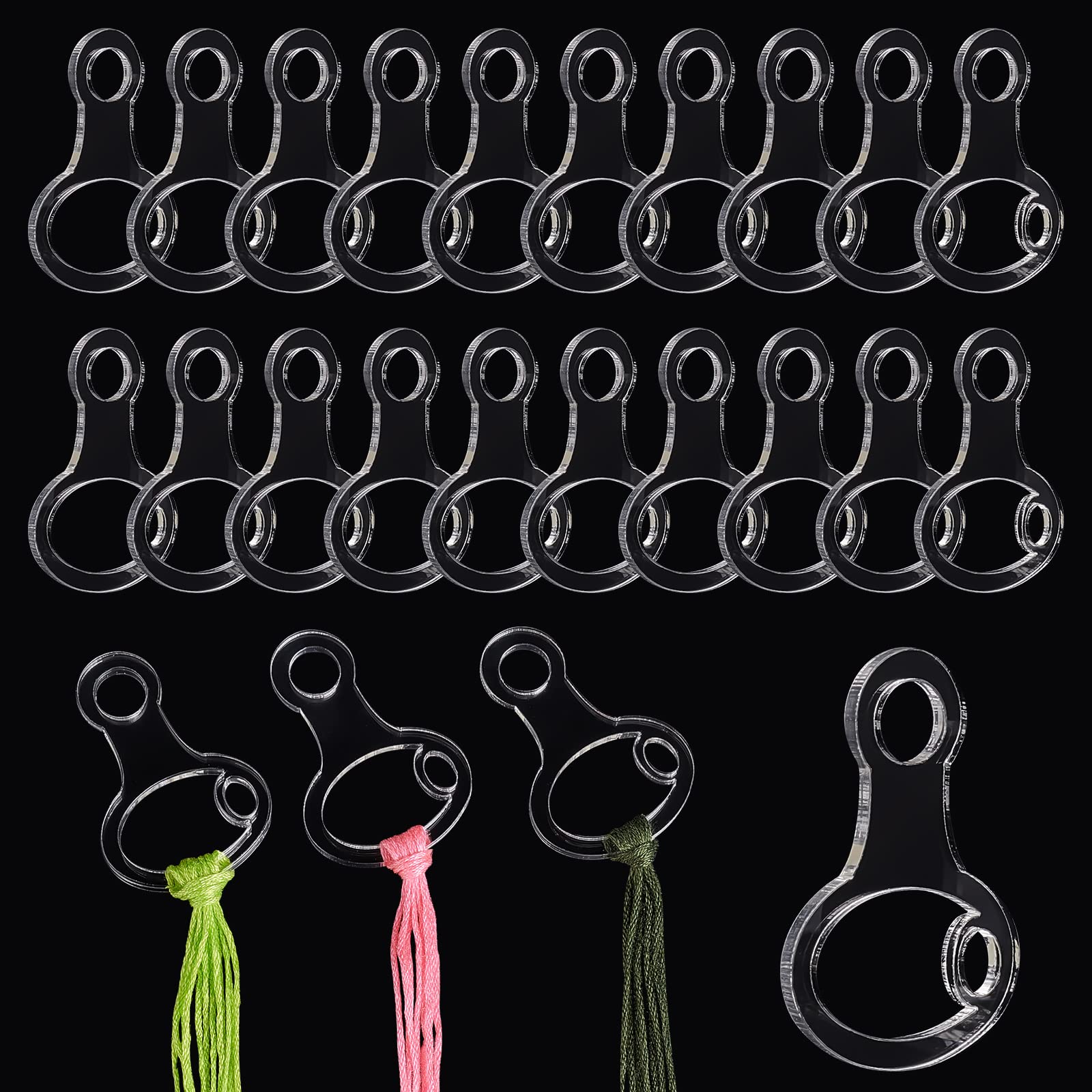 PH PandaHall 30pcs Clear Acrylic Thread Drops, Embroidery Floss Drop Floss Bobbins Gourd Shape Cross Stitch Tread Bobbins for Cross Cotton Thread Craft DIY Sewing Storage