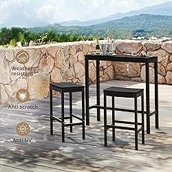 Cozyman Outdoor Bar Table, 38" Black Patio Bar