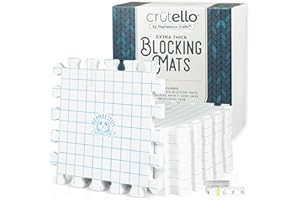 Crutello Extra Thick Blocking Mats for Knitting - Pack of 9 White Blocking Boards with Grids for Needlepoint or Crochet - Includes Measuring Tape & 150 T Pins