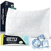 BETU Cooling Pillow Queen Size, Shredded Memory Foam Cool Pillow for Hot Sleepers, Adjustable Firm Soft Support Bed Pillows Perfect for Back Neck Pain and Side Sleeping with Pillow Case Cover, White