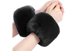 SATINIOR Faux Fur Short Wrist Cuff Winter Fuzzy Wrist Cuff Warmers for Women Girls Favors