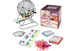 Royal Bingo Supplies Jumbo Bingo Game Set for Adults, Seniors, Family & Kids - 100 Cards 500 Chips 75 Balls, XL Roller Cage & Board