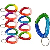 Lucky Line Glow-in-The-Dark Spiral Wrist Coils (10 Pack) - 2" Diameter, Stretches To 12", Steel Key Ring, For Keys, ID Badges