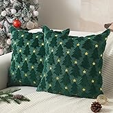 Allorry Christmas Pillow Covers 16 x 16 inch Set of 2 Dark Green Christmas Tree Pillow Covers Decorations Plush Faux Fur Soft Cushion Case for Winter Xmas Holiday Home Bedroom Sofa Decors PT004-A16