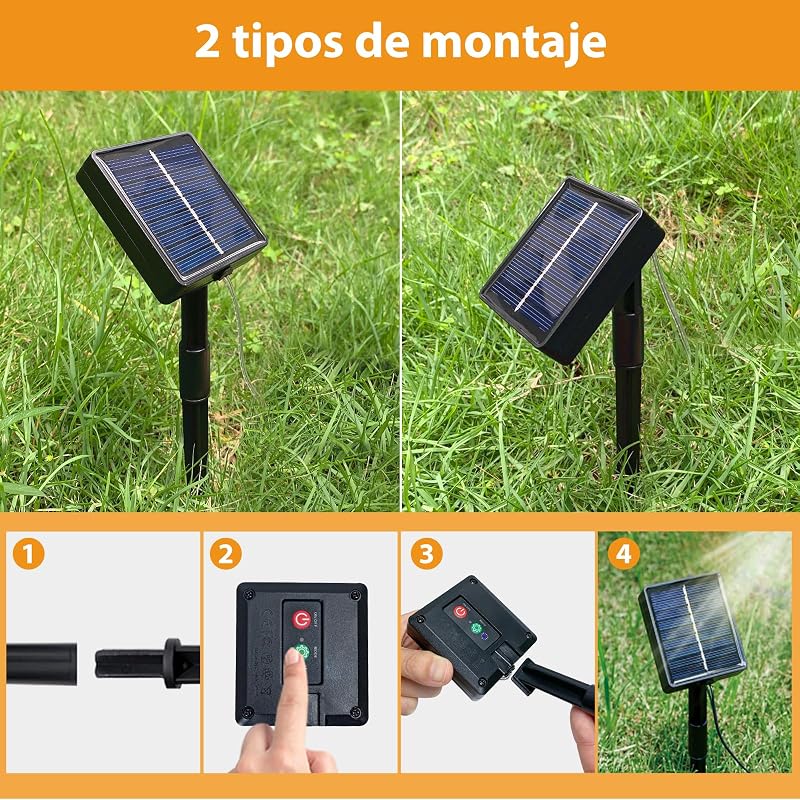 Guirlandas de luzes solares para exteriores peasur - pacote com 3 12 + 2m / 120led luzes solares led para jardim ao ar livre luzes solares para exteriores de natal luzes solares para exteriores para jardim para decoração de árvores ao ar livre, quente
