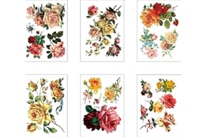 WONYI Rub on Transfer Paper for Crafts and Furniture | 6 Sheets of 6" x 12" Designer Paper | Home Decor Transfer Paper | Furniture and Craft Stickers | Printed Transfer Paper (Oil Floral)