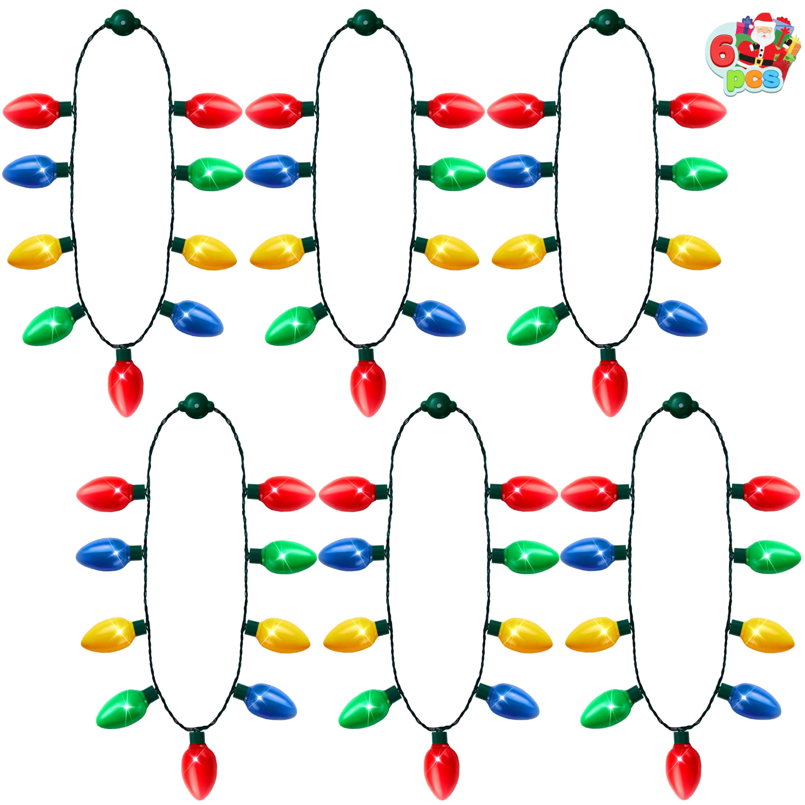 JOYIN 6 Pack Holiday Christmas LED Light Up Bulb Necklace Christmas Holiday Accessories Party Favors — image 1