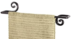 Decorative Wrought Iron Towel Holder | Towel Bar Rack for Kitchen, Bathroom | Wall Mount Dish Towel Rod Hanger | Handmade by RTZEN-Décor | Rot Metal | Easy Installation
