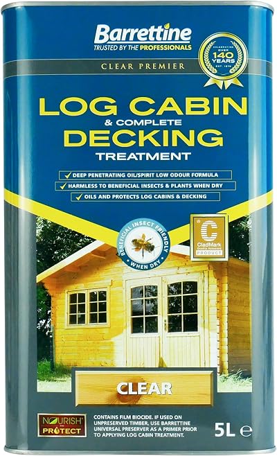 Barrettine Log Cabin Treatment 5L Wood Protection Oil Water Repellent Finish