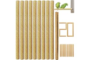 BIRHEATRY 20Pcs Sand Perch Covers for Bird - Bird Perchs Covers 7.5" Long x 3/8" Diameter Bird perches for Parakeets, Lovebirds, Parrotlets, Canaries and Other Small Birds (Yellow, 20pcs 7.5" x 0.43")