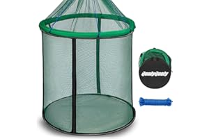 QualyQualy Floating Fish Basket 41/73 Gallons Extra Large for Live Caught, Fully Foldable Fishing Net Holder for Bait Live Well Collapsible Mesh Fishing Holder Cage