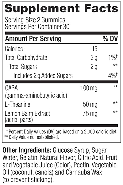 OLLY GOODBYE STRESS GUMMY, GABA, L-THEANINE, LEMON BALM, STRESS RELIEF SUPPLEMENT, BERRY – 60 COUNT