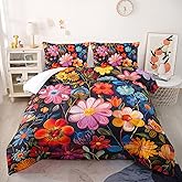 Colorful Flower Comforter Set Queen Size 3 PCS Bed in a Bag,Cute Floral Bedding Set for Girls Teens,Ultra Soft Microfiber Comforter Bed Set with 3-Pieces, Floral Bedroom Decor with Pillowcases