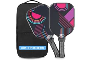 EGLAGEN Pickleball Paddles, Fiberglass Pickleball Paddles Set of 2, Pickle Ball Rackets 2 Pack, Pickleball Equipment and Accessories Outdoor, Includes 4 Balls and Bag for Beginners, Pros, Adults
