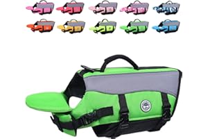 VIVAGLORY Dog Life Jacket with Removable Front Float, Life Vest for Dogs with Reflective Trims & Extra Padding for Swimming & Boating, Bright Green, XS