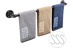 NearMoon Industrial Pipe Towel Bar, Heavy Duty Bathroom Hardware Towel Holder Accessory, Wall Mounted DIY Rustic Iron Bathroo