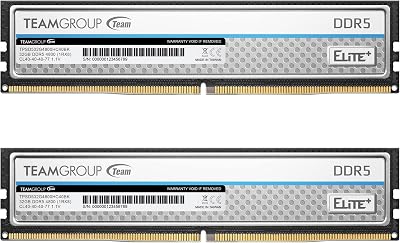 TEAMGROUP Elite Plus DDR5 64GB 4800MHz PC5-38400 CL40 UDIMM Desktop RAM Silver