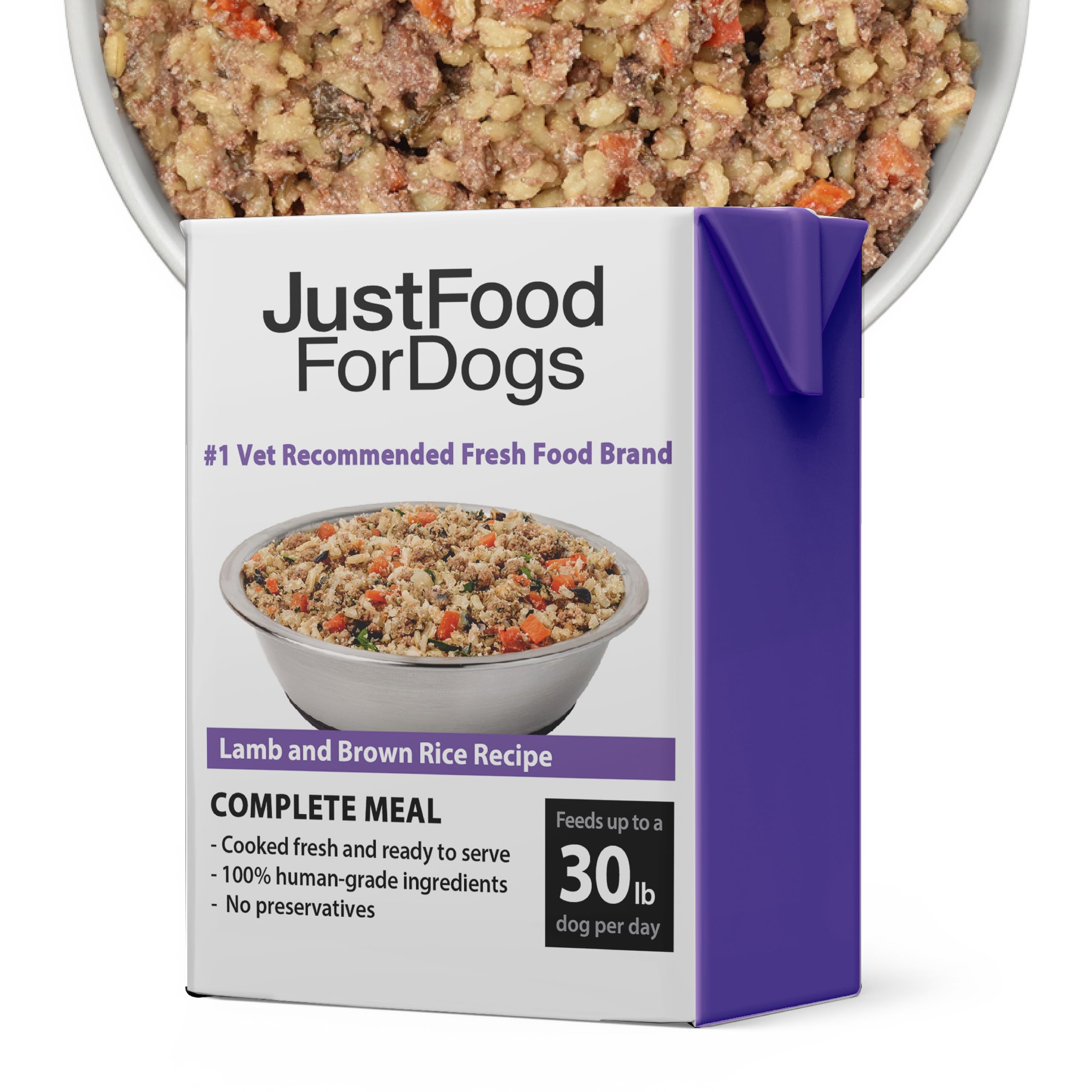 JustFoodForDogs Pantry Fresh Wet Dog Food, Complete Meal or Dog Food Topper, Lamb & Brown Rice Human Grade Dog Food Recipe – 12.5 oz (Pack of 12)