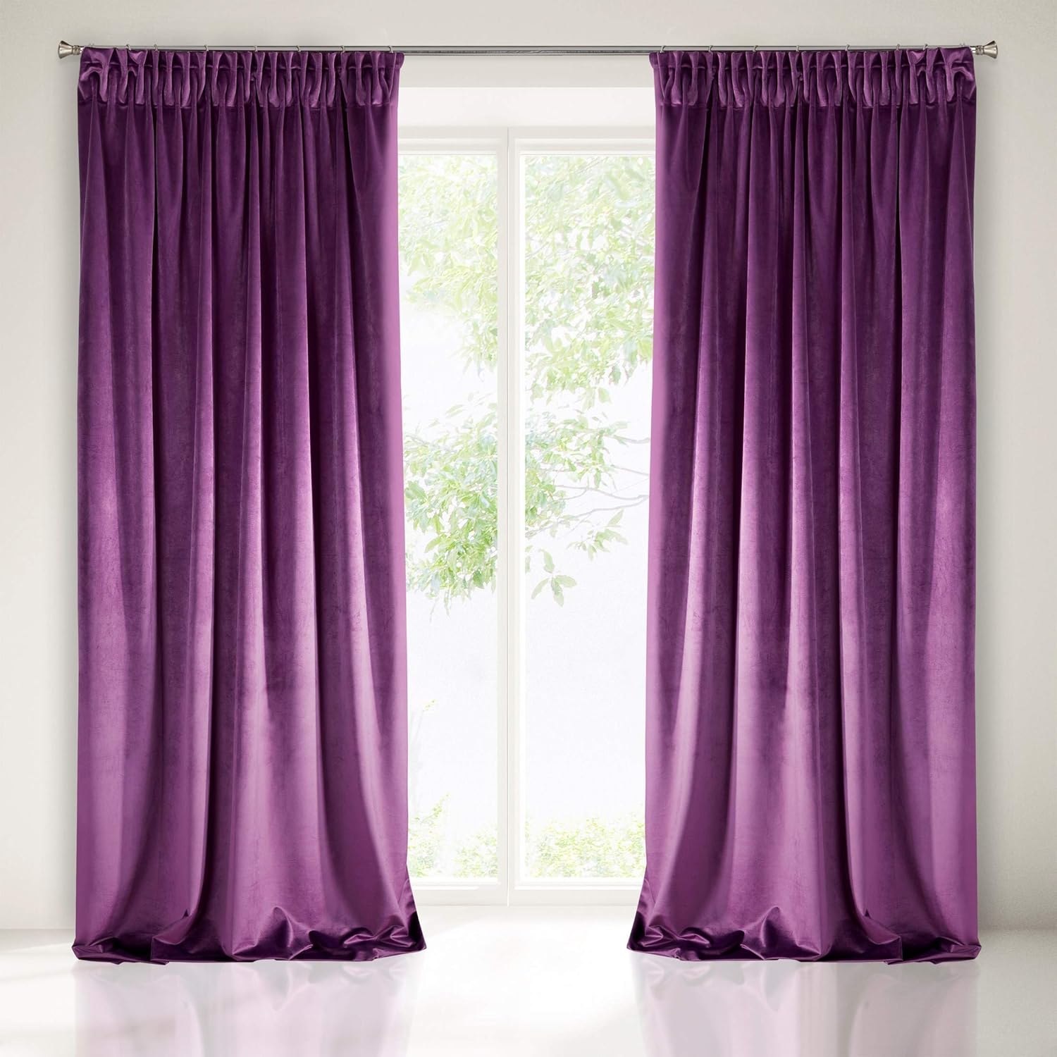 Eurofirany Blackout Velvet Dark Purple Velvet Curtains Soft Ruffle