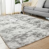 Humube 5x7 Shag Area Rugs for Bedroom, Indoor Shaggy Rugs for Living Room, Anti-Slip Fluffy Fuzzy Furry Plush Rugs for Kids Girls Room, Tie-Dyed Light Grey