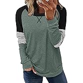 onlypuff Long Sleeve Tunic Top for Women Loose Fitting Round Neck