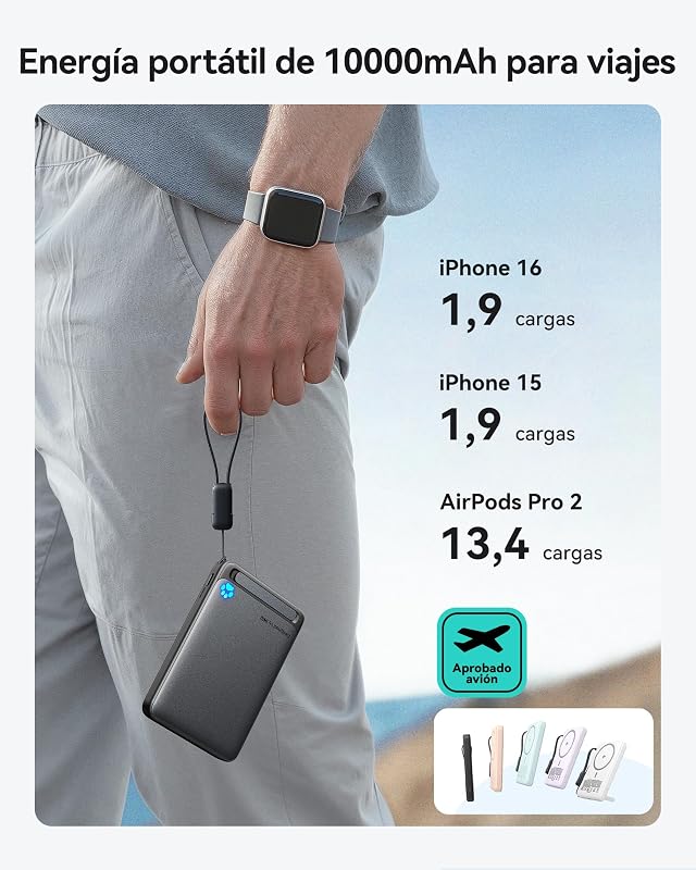 para o Power Bank MagSafe Qi2 de 15W, bateria portátil ultrafina de 10000mAh