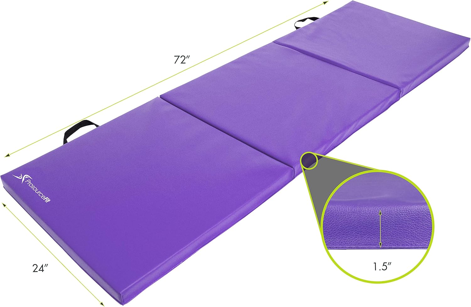 ProsourceFit Tri-Fold Folding Thick Exercise Mat 6’x2’ with Carrying Handles for MMA, Gymnastics, Stretching, Core Workouts, Purple : Sports & Outdoors