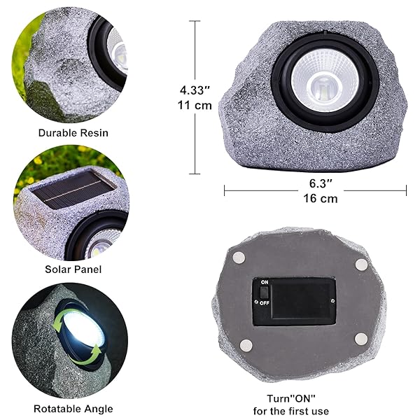 FASHIONODA 2 PACK SOLAR FAKE ROCK LIGHT OUTDOOR GARDEN DECORATIONS SPOT LIGHTS : LED LANDSCAPE LIGHTING FOR PATHWAY LAWN PATIO PORCH YARD WALKWAY