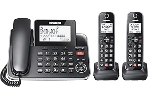 Panasonic DECT 6.0 2-in-1 Corded/Cordless Phone with Answering Machine, Advanced Call Block (1,000 numbers), and Talking Call