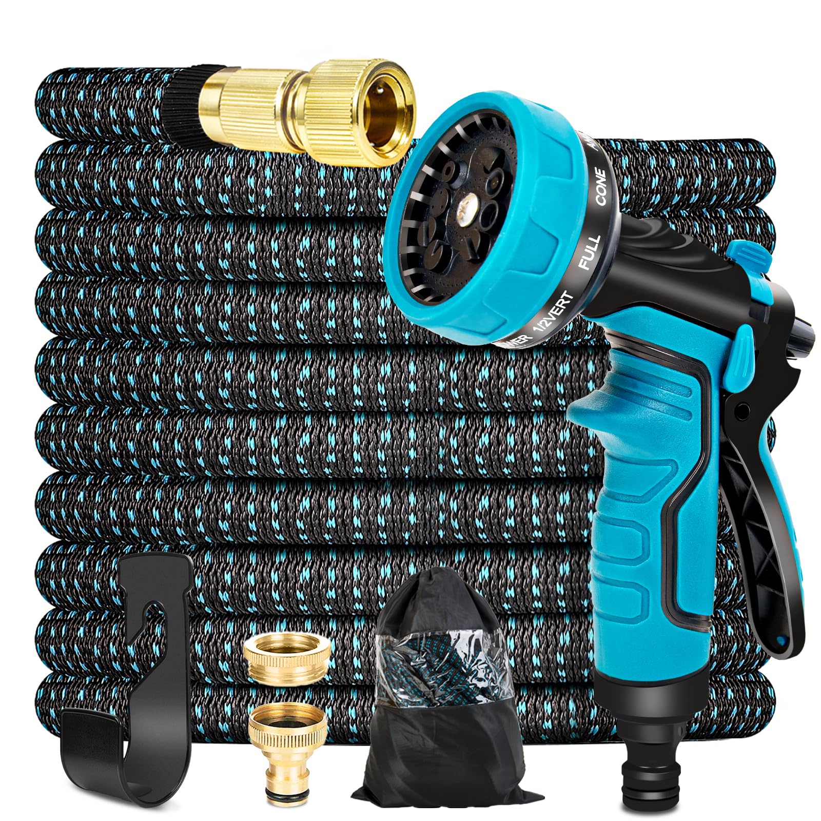 Hose Pipe, Garden Hose Leak-Proof with 8-Function Sprayer, 75FT Hose for Garden, No-Kink Flexible Water Hosepipe with Solid Brass Fittings for Watering Cleaning