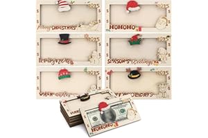 Cinnvoice 12 Pcs Christmas Money Holder for Cash Gift Wooden Christmas Money Box DIY Cash Envelope Wallet Xmas Greeting Card Holder Bulk for Xmas Decor Holiday Party Favors, 6 Styles(Novel)