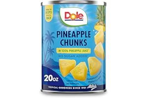 Dole Canned Fruit, Pineapple Chunks in 100% Pineapple Juice, Gluten Free, Pantry Staples, 20 Oz, Packaging May Vary