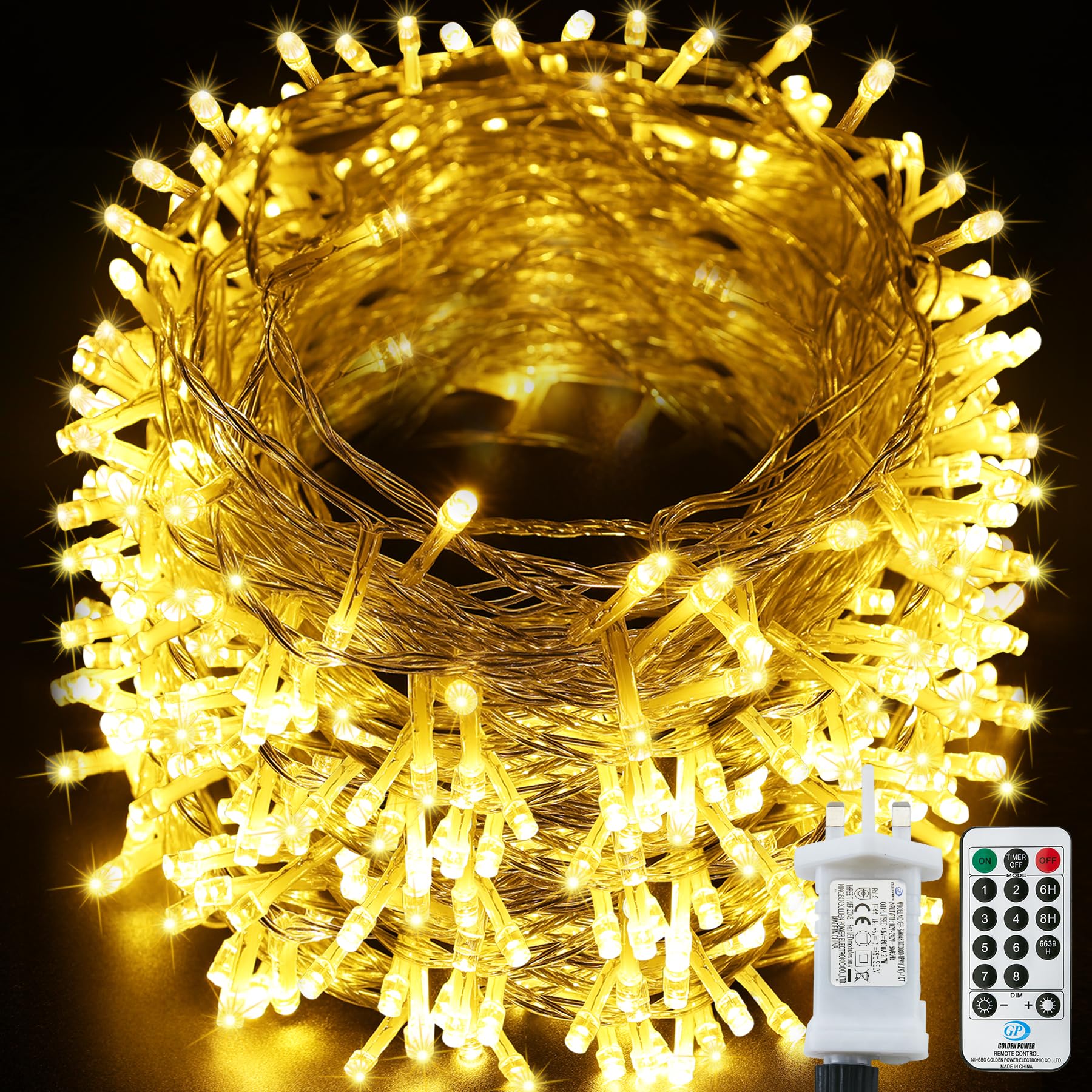 Bollengold 800LED 80M Plug in Fairy Lights, 8 Modes/Remote/Timer String Lights Mains Powered for Christmas Tree Home Decoration (Warm White) โ image 1