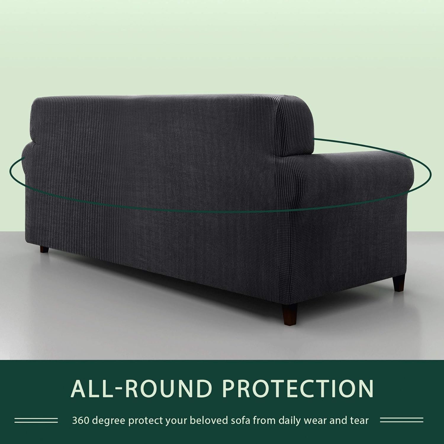 CHUN YI Stretch Chair Sofa Slipcover 2-Piece Couch Cover Furniture Protector, 1 Seater Coat Soft with Elastic Bottom, Checks Spandex Jacquard Fabric, Small, Gray: Home & Kitchen